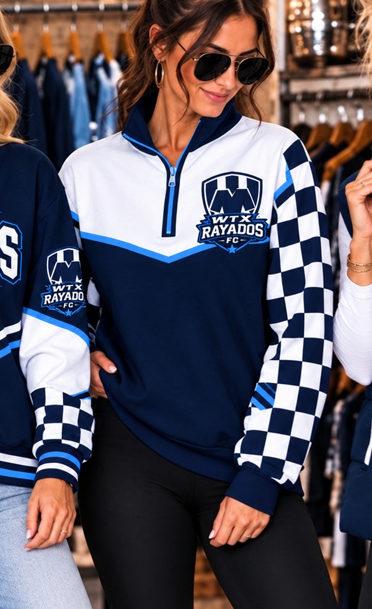 Rayados Game Day 1/4-Zip Pullover Aqua and Navy